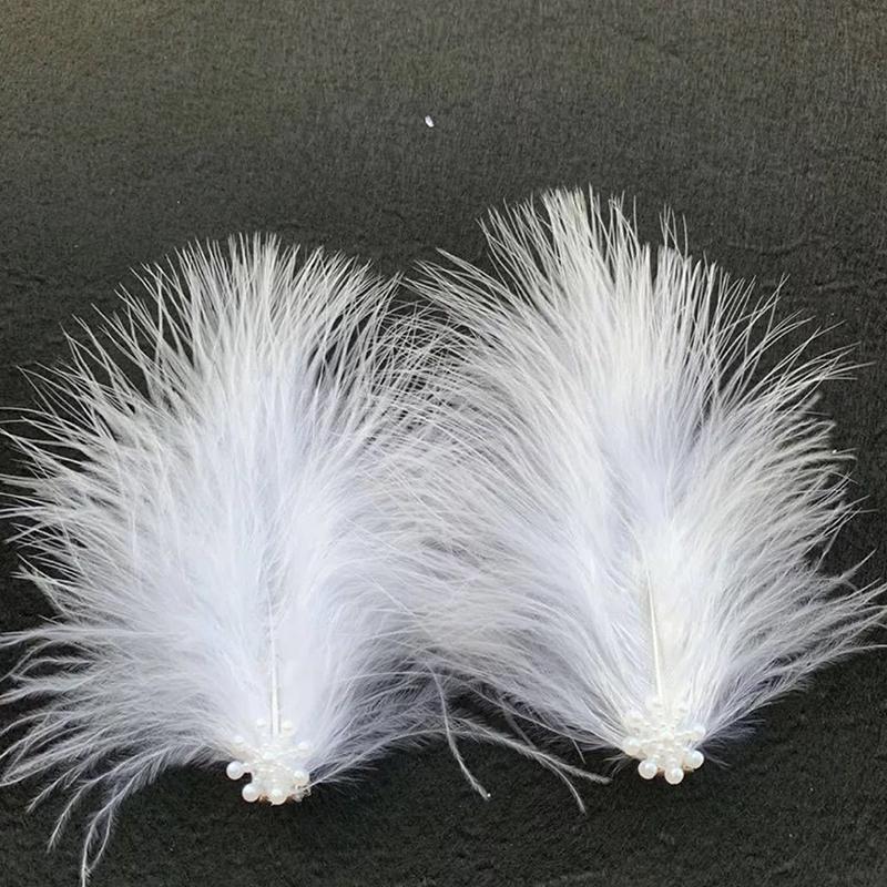 2Pcs Fairy White Feather Hair Clip Headdress Wedding For Women Girls Daily Personality Sweet Feather Barrettes Hair Accessories