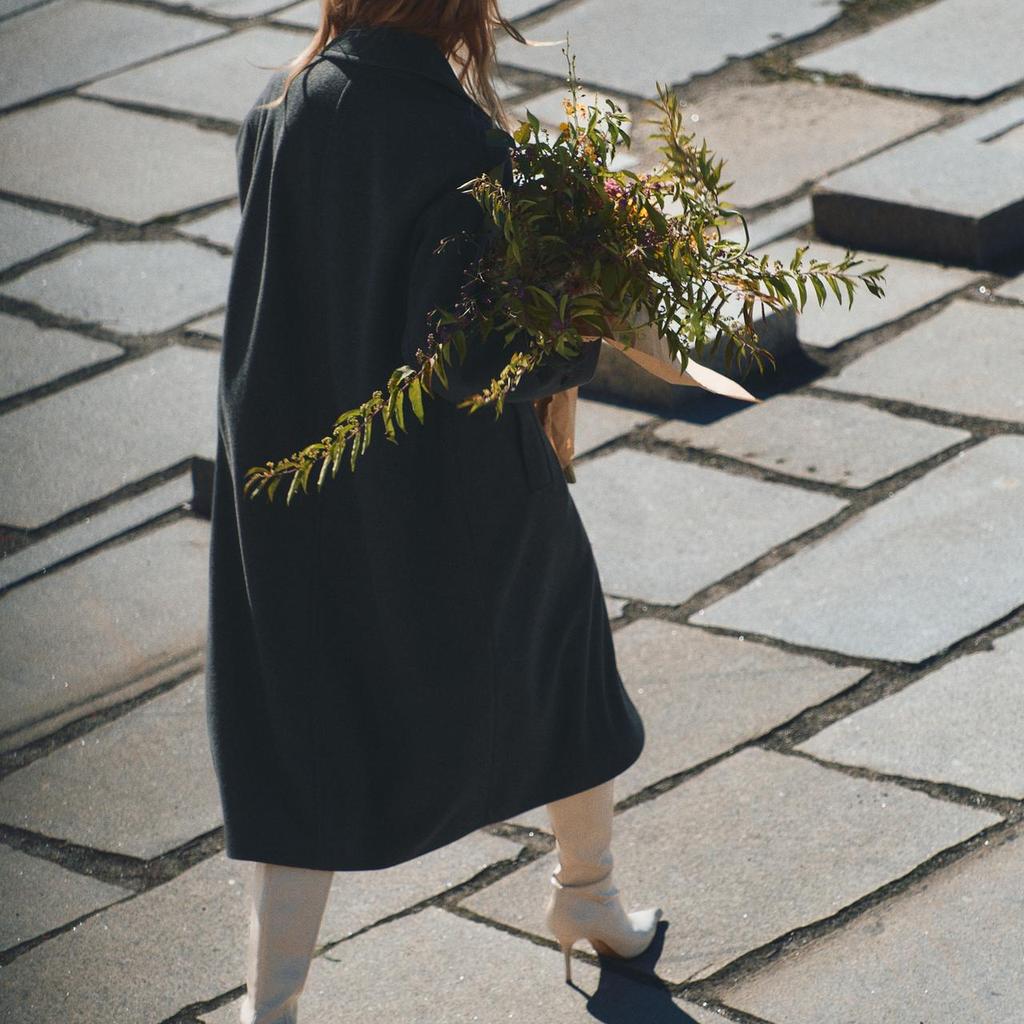 Zara Свободный крой однотонного двубортного пальто Женское пальто Серый 3046299-802