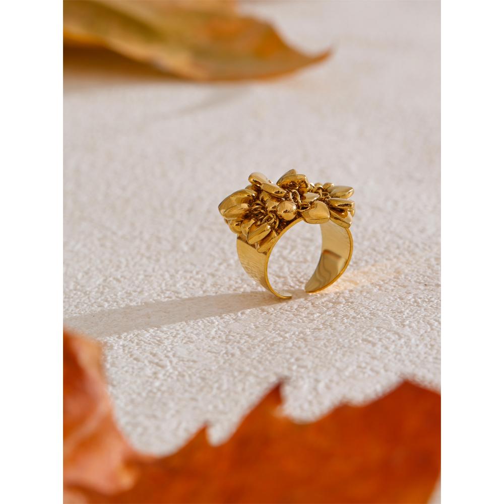 Eetit High Quality Stainless Steel Metal Heart Tassel Handmade Ring 18K Gold PVD Exclusive Design Fashion Jewelry Accessories