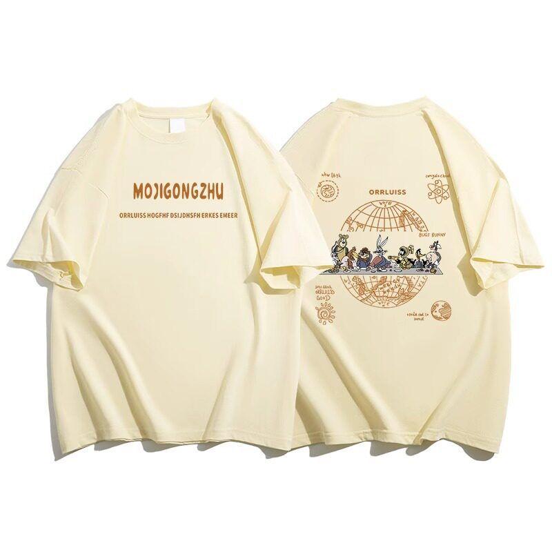 American Retro Short-Sleeved T-Shirt for Women, Summer Ins Trendy Pure Cotton Hong Kong Style Chic Large Size Loose Design Niche Top