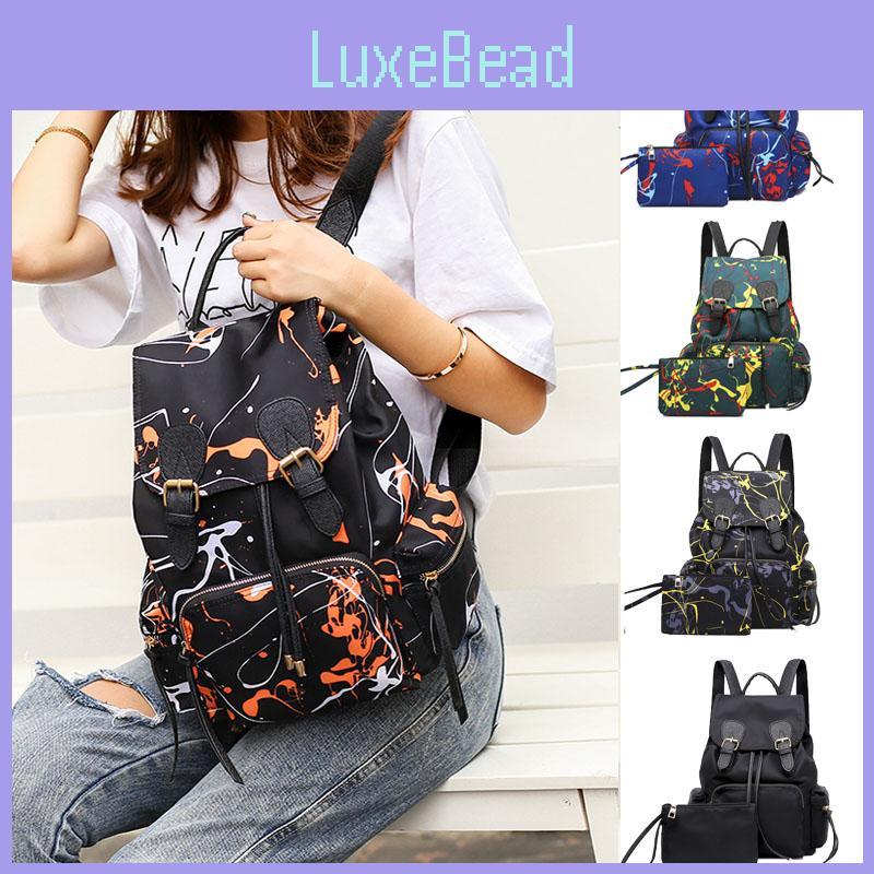 Youthful And Vibrant Nylon Graffiti Backpack For Women With Adjustable Straps