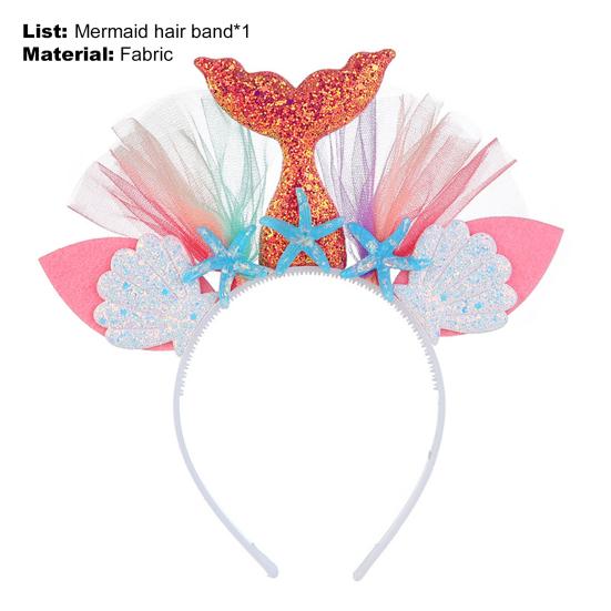 Повязка на голову с хвостом русалки, высокая эластичность, недеформированная повязка на голову с блестками, рыбий хвост, аксессуары для волос для девочек