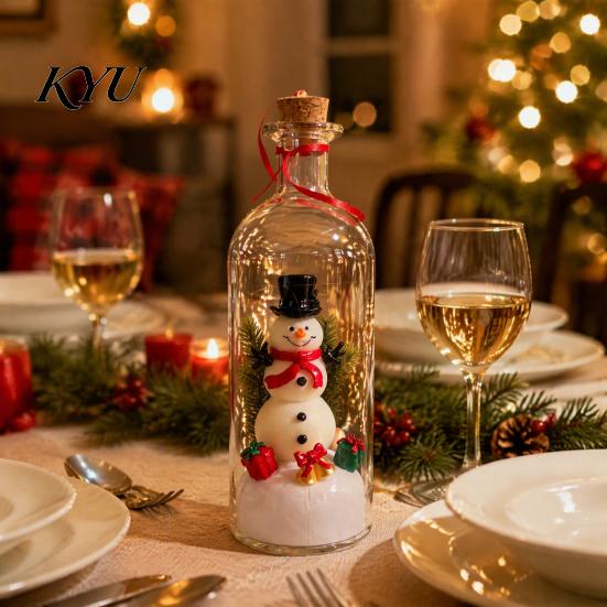 Personalized Greeting Gifts Recordable Message Christmas Bottle Ornament, Voice Recording Keepsake, Mini Snowy Winter Home Decor Tree in Bottle,