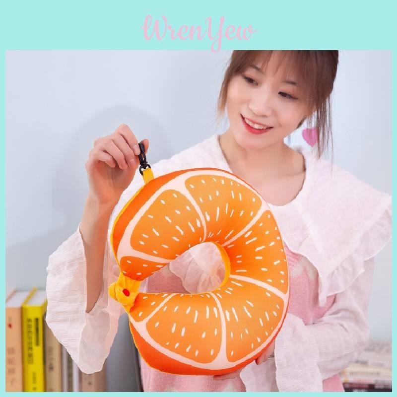 Foam Beads Filled Fruit Plush Neck Pillow For Travel And Relaxation