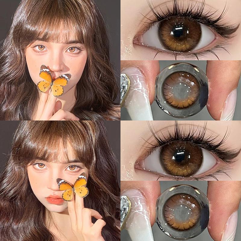 Mill Creek, 2 шт., коричневые контактные линзы, цветные, серые, 14,5 мм, мягкие, удобные, для ежегодного использования, гидрогелевые, 14,2 мм, WT:40% серые косметические контактные линзы