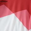 VONDA Женские осенние свитера с круглым вырезом и длинным рукавом контрастного цвета