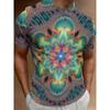 3D Psychedelic Mandala Flower Printed T-Shirt for Men Trendy Short Sleeve Tees Abstract Trippy Geometric Graphic Round Neck Hip Hop Streetwear Tops