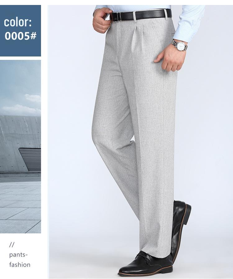 Мужские брюки из шелка с высокой посадкой - Летние тонкие, свободного кроя, прямые