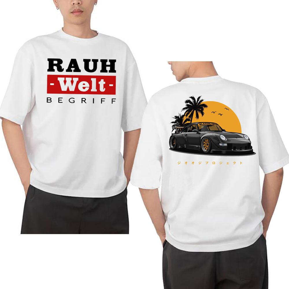 RAUH Welt BEGRIFF T Shirt RWB 993 964 JDM Tuning Car Classic T-Shirt Men Short Sleeve Japan Hip Hop Boy White Casual Tees Tops