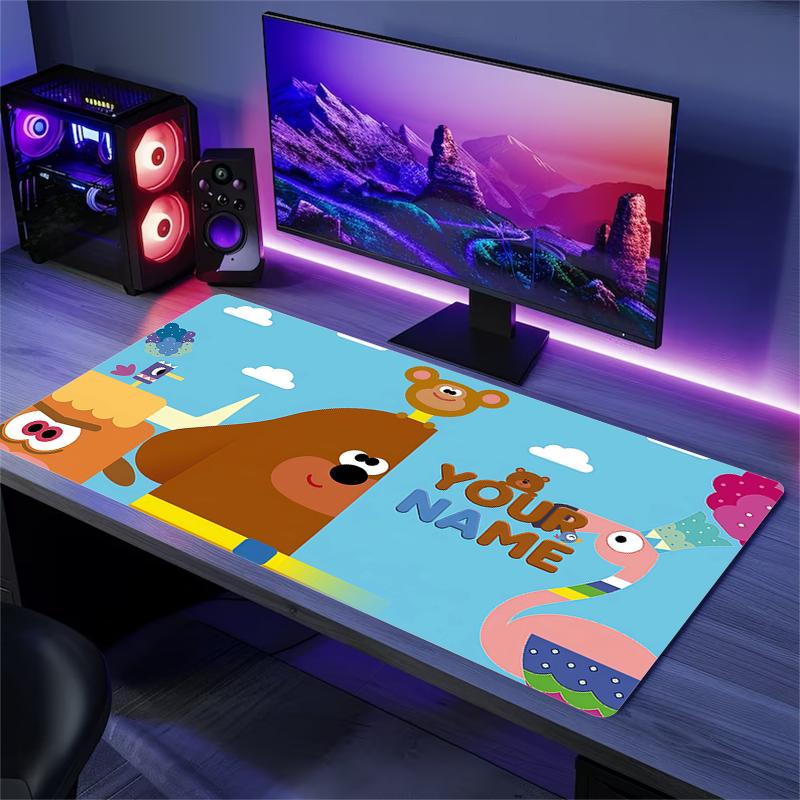 Custom Name,Hey Duggee Mouse Pad, Large Gaming Desk Mat, Non-slip XXL Mousepad for Laptop & Tablet, Mini PC Playmat with Stitched Edges