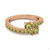 Peridot Twin Stone Pavé Bypass Ring - Sterling Silver Rose Gold Vermeil