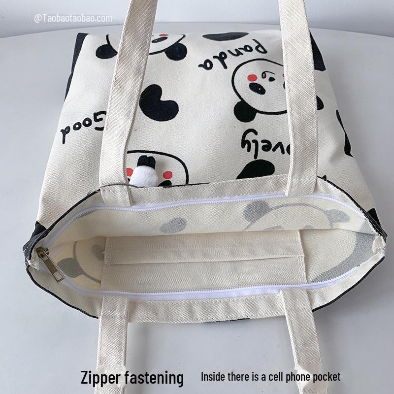 Женская сумка через плечо Panda Canvas — симпатичная, большая вместимость, в японском и корейском стиле для студентов и работы