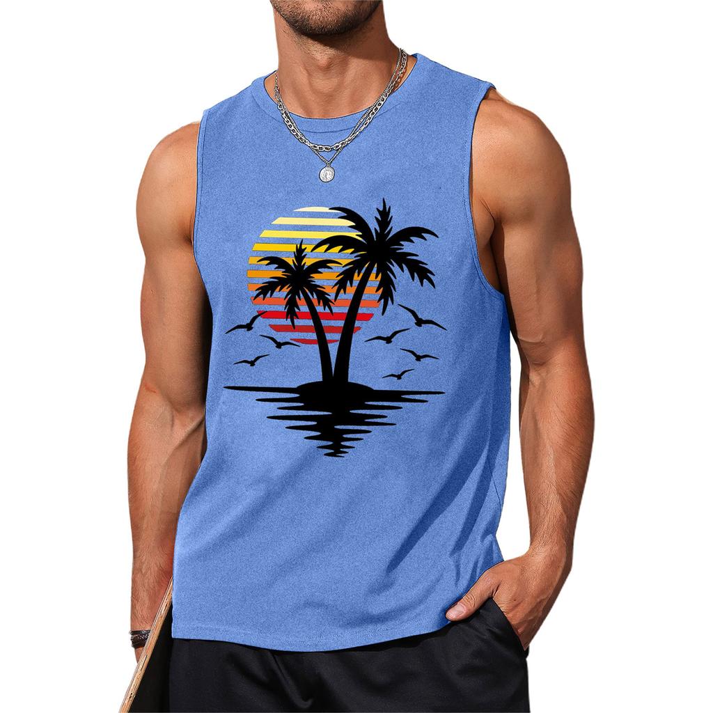 Мужская летняя пляжная майка для серфинга, большой размер, повседневный дышащий топ без рукавов, свободная майка с принтом, мужская рубашка