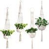 Handmade Cotton Rope Woven Hanging Plant Basket for Balcony Decoration