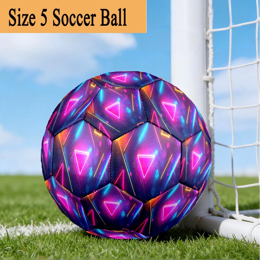 1PC Neon Hexagon Patterns Size 5 Soccer Balls, Anti-Slip, Outdoor Sport, a Unique Gift, Birthdays, Christmas gifts Valentine'S Day gifts A73