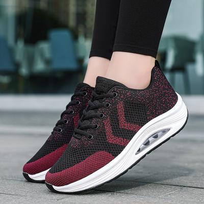 Заметьте новую качающуюся обувь женские сетчатые клиновидные туфли на платформе увеличивающие рост неглубокие повседневные туфли 35-40