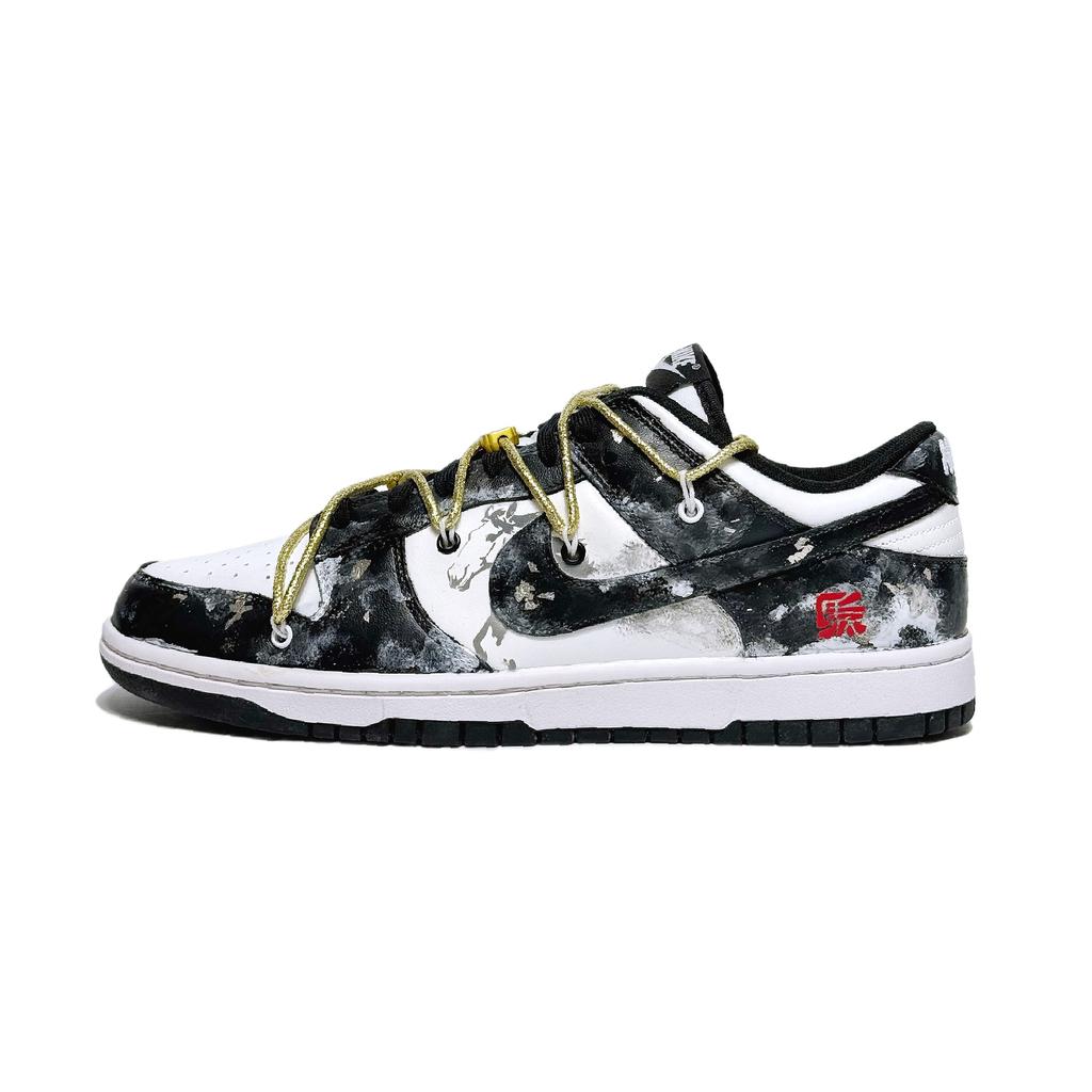 Nike Кроссовки Dunk Immediate Success Кожаные Устойчивые к истиранию Низкие Скейтбордические Унисекс Черно-белые HF5441-100(Team610-SBOX)