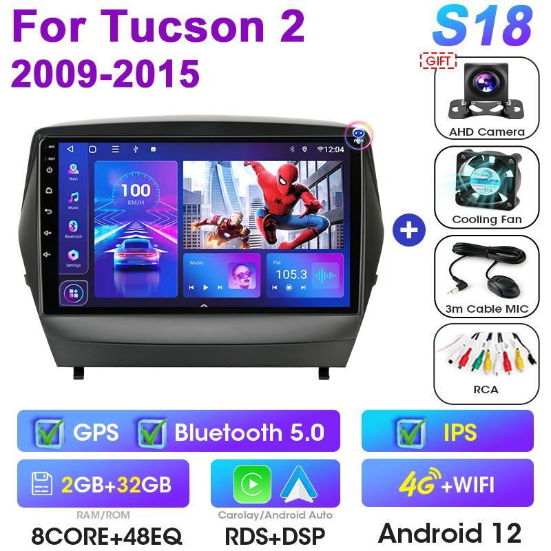 2 Din Android 12 автомобильное радио для Hyundai Tucson 2 LM IX35 2009 - 2015 мультимедийный видеоплеер GPS 4G Carplay авто стерео головное устройство