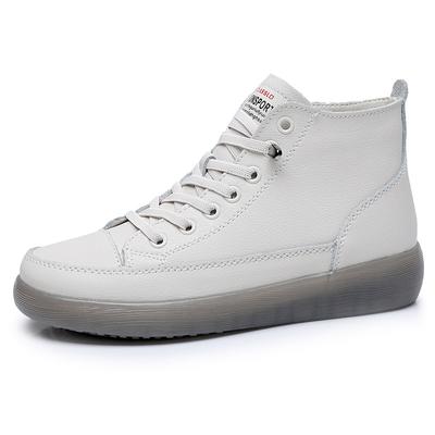 Модные Новые Женские Кроссовки из Натуральной Кожи Весенние Высокие Повседневные Ботинки Осенние из Первого Слоя Коровьей Кожи Женские Высокие Вулканизированные Ботинки