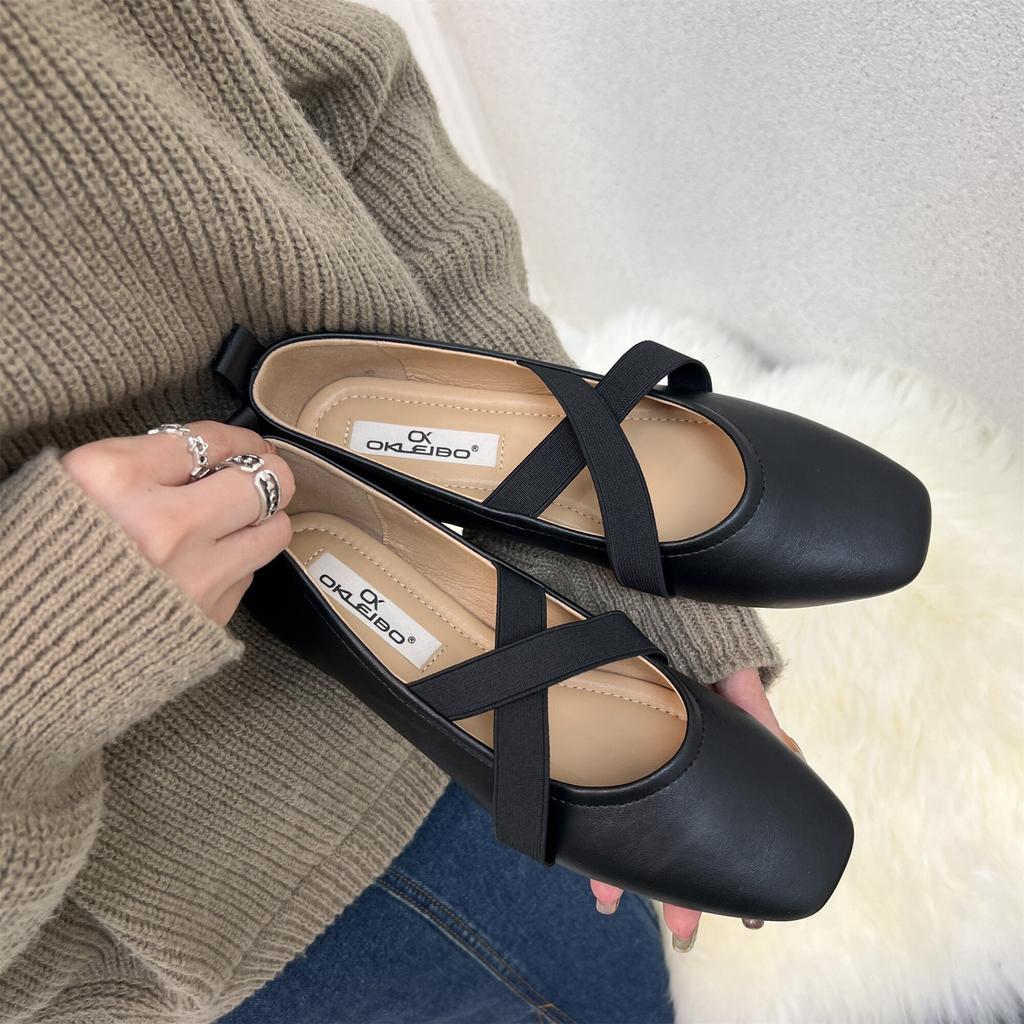 Балетки на плоской подошве с перекрестной резинкой, женские лоферы без шнуровки, бабушкиная обувь в стиле ретро с квадратным носком, дизайнерские элегантные мокасины