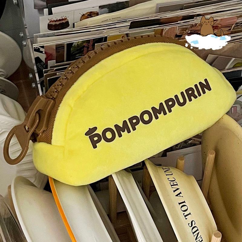 Сумка для хранения Pom Pom Purin Мультяшная косметичка Кавайная пушистая плюшевая пенал Большой дизайн на молнии Праздничный подарок