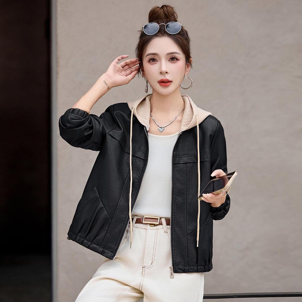 Women's Retro Sheepskin Leather Hooded Short Jacket - Autumn/Winter 2025