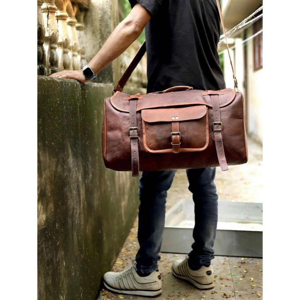 Leather Duffle Bag, Handmade Leather Weekender, Gym Bag, Leather Travel Bag, Overnight Bag, Leather Holdall, Vacation Duffel Bag Gift