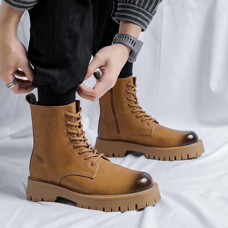 Luxury Brand British Style Winter Boots Men Thick Soled Footwear Classics Leather Shoes Retro Work Business Boots Cowboy Boots