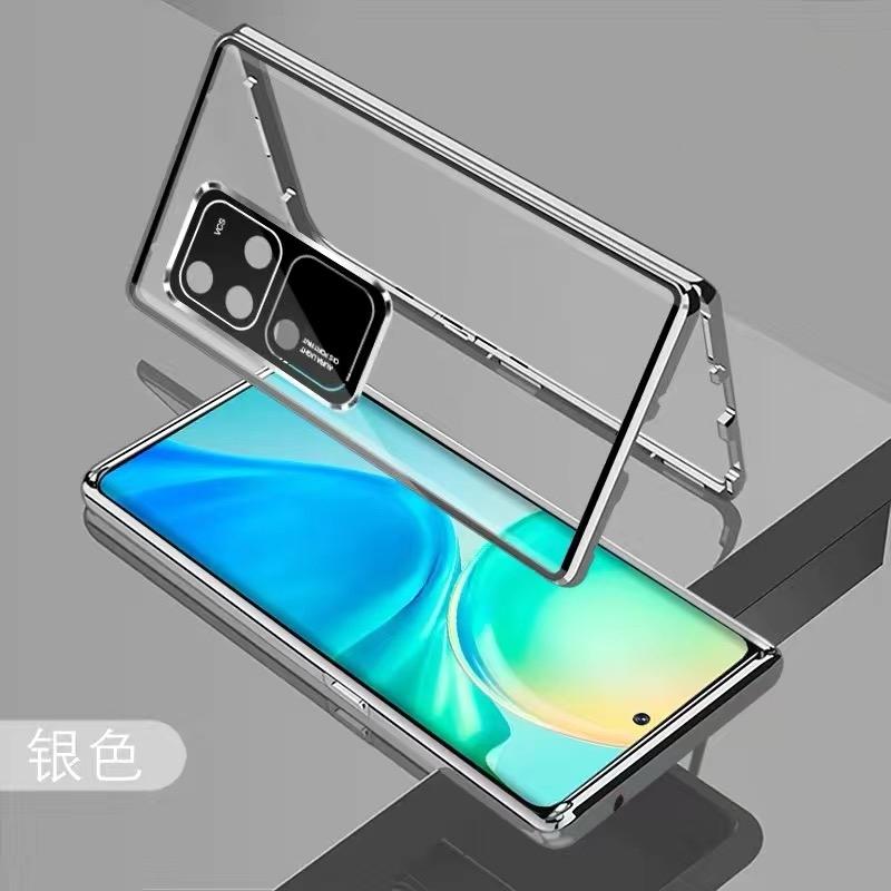 Полный чехол 360 для Vivo V30 Pro 5G, чехол с двусторонним магнитным притяжением, металлическая закаленная стеклянная защитная крышка для телефона, бампер