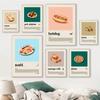 Manga Style Cartoon Food Kitchens Accessories Poster Sushi Pizza Tacos Ramen Foods Wall Art Pictures Canvas Painting Home Decor