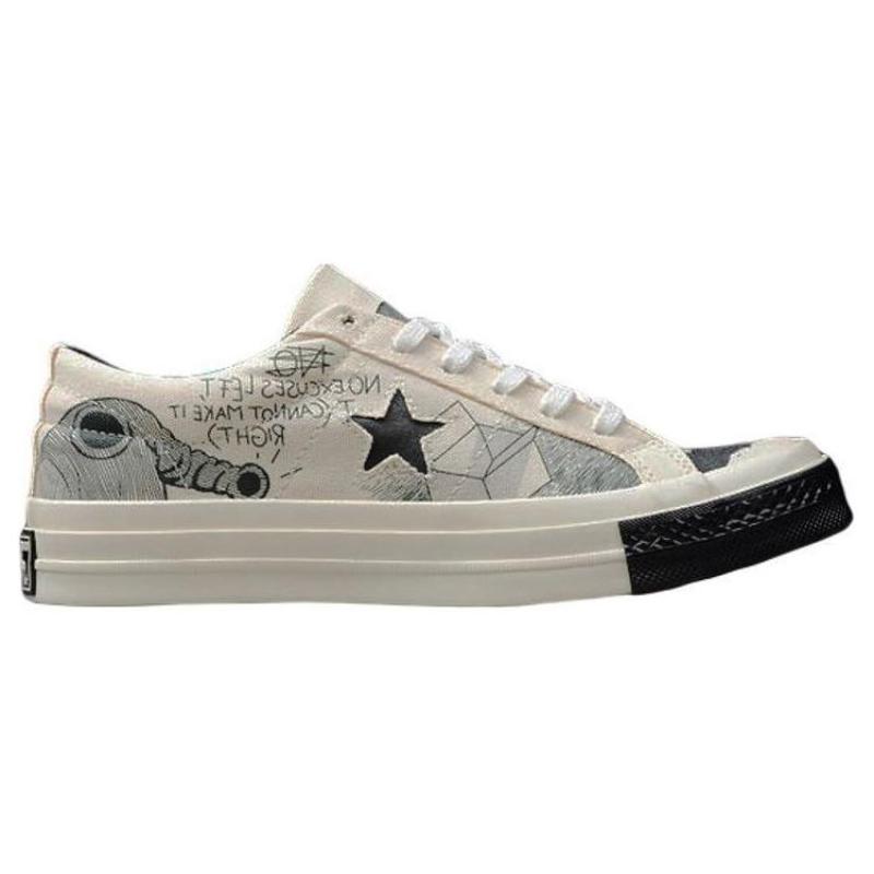 Converse Серия Одна Звезда Удобные и Универсальные Низкие Холщовые Кроссовки Унисекс Черно-Белые