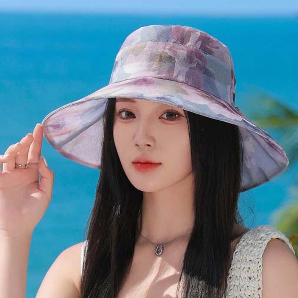 Portable Women Fisherman Hat Windproof Rope Summer Basin Cap Seaside Sunscreen Basin Hat Female