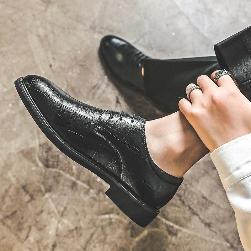 Весенне-осенний клетчатый узор повседневная корейская версия модные британские мужские деловые туфли из натуральной кожи с костюмом 66773-J