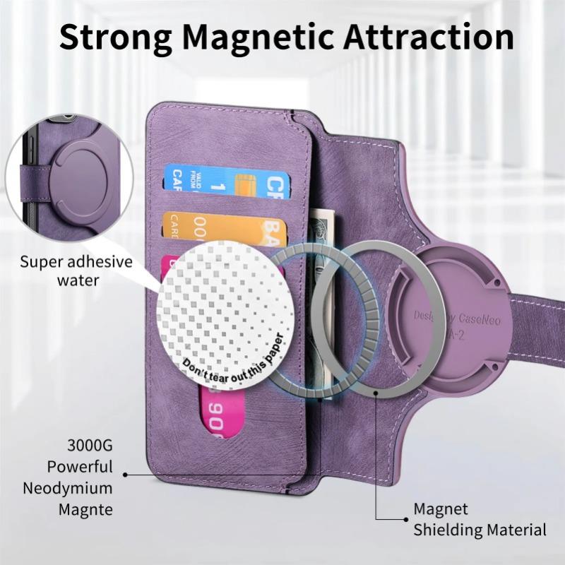 Для Magsafe Flip Leather Cover для iPhone 16 Pro Max 15 Plus 14Pro 13 12 11 Pro Max Съемный магнитный чехол-кошелек с держателем для карт
