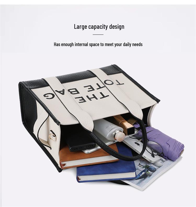 Two-Tone European & American Fashion Shoulder and Crossbody Large Tote Bag