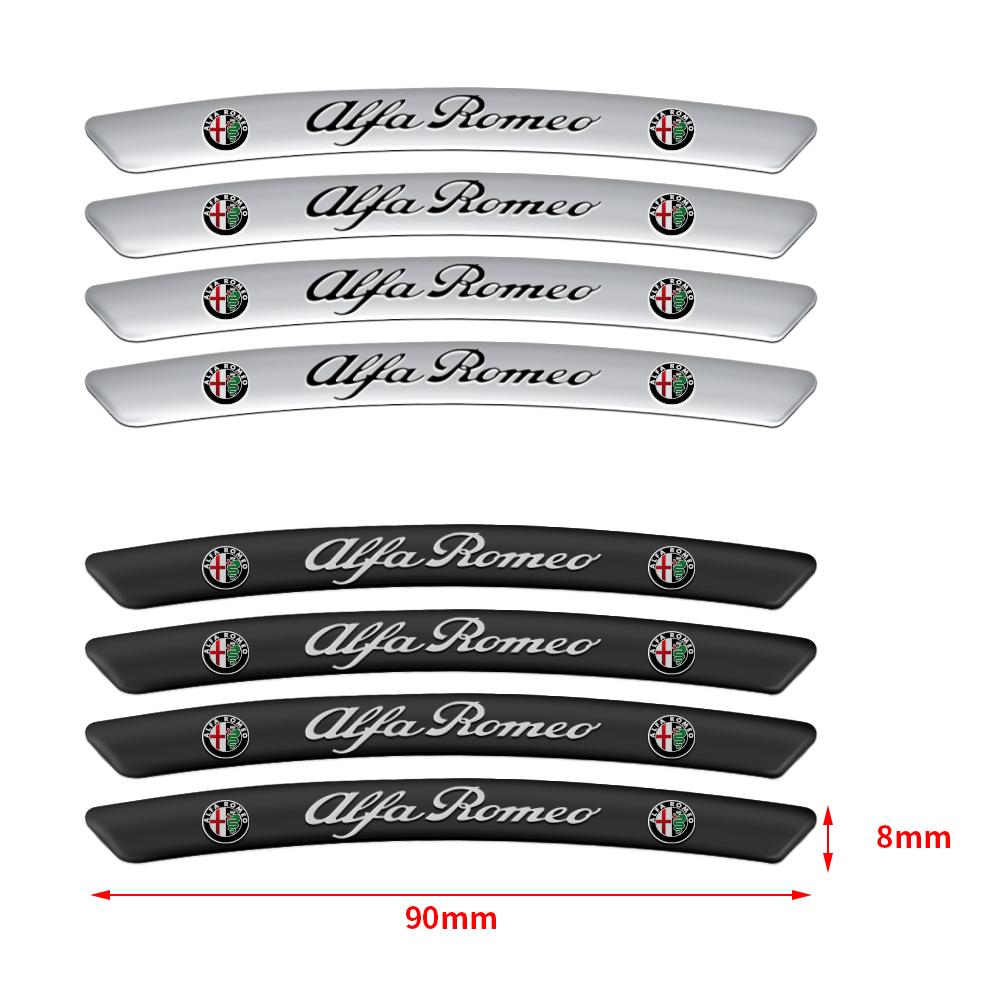 MVGJX1 4pcs 3D Aluminum Car Wheel Rim Stickers Emblem Decoration Decal For Alfa Romeo Giulia 159 Giulietta Mito 147 Stelvio Accessories