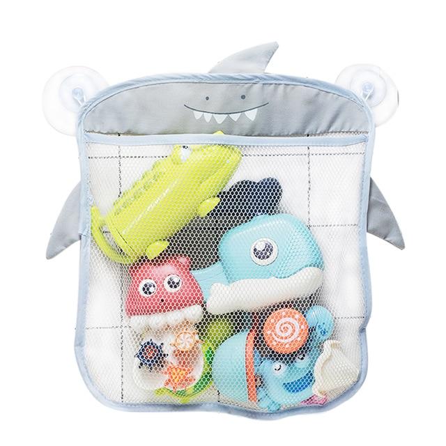 Baby Shower Toy Cute Duck Frog Net Toy Storage Bag Strong Suction Cup Baby Shower Game Bag Bathroom Organizer Water Toy