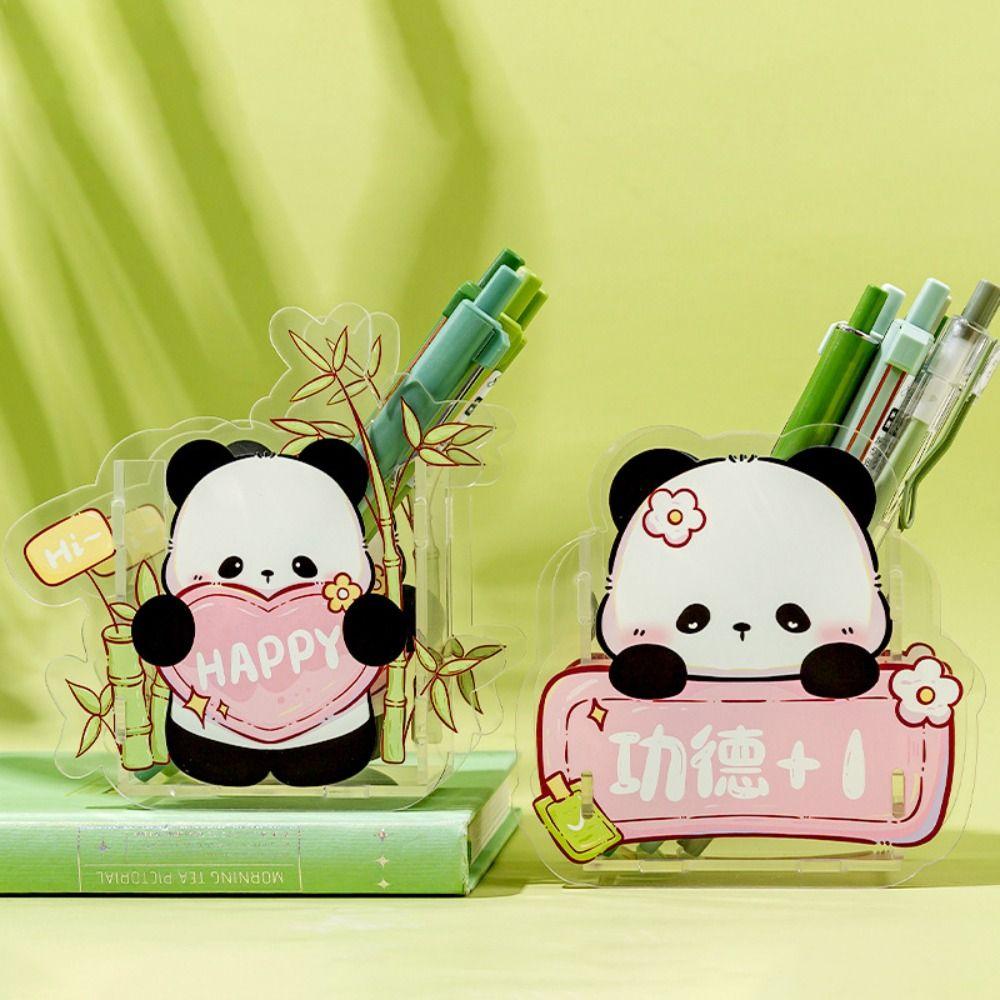 Creative Stationery Storage Box Exquisite Makeup Brush Storage Bucket Panda Pen Holder Student