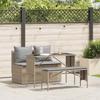 3 Piece Garden Dining Set with Cushions Beige Poly Rattan