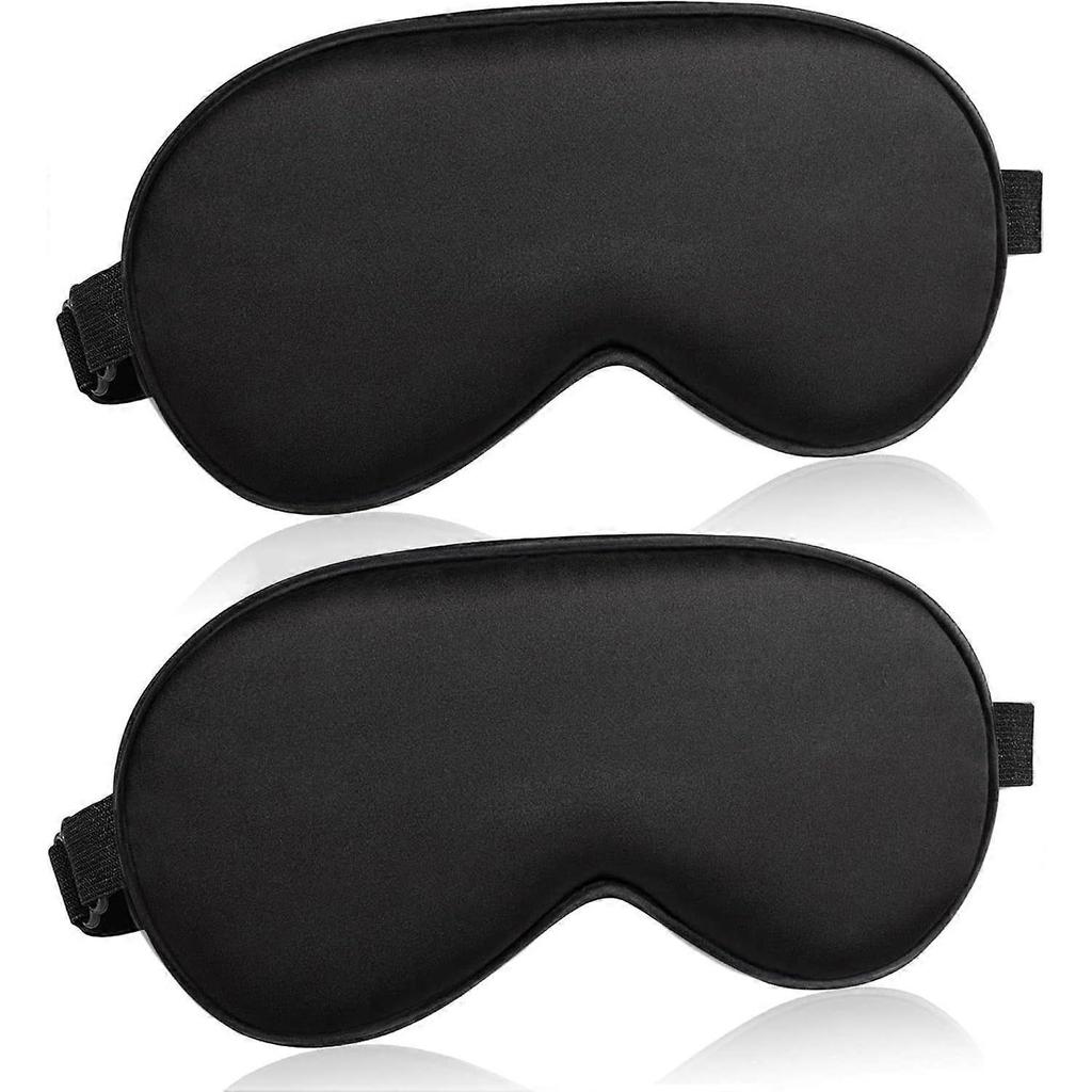 Sleeping Eye Masks for Men and Women 2 Pack Sleeping Eye Masks Adjustable Strap Blackout Silk Sleeping Eye Masks Soft Eye Masks Eye Masks Black