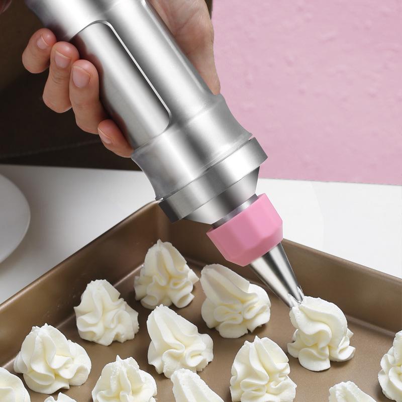 Stainless Steel Icing Gun Seamless Piping Nozzle Set Cake Cream Decorating Tool Baking DIY Kit