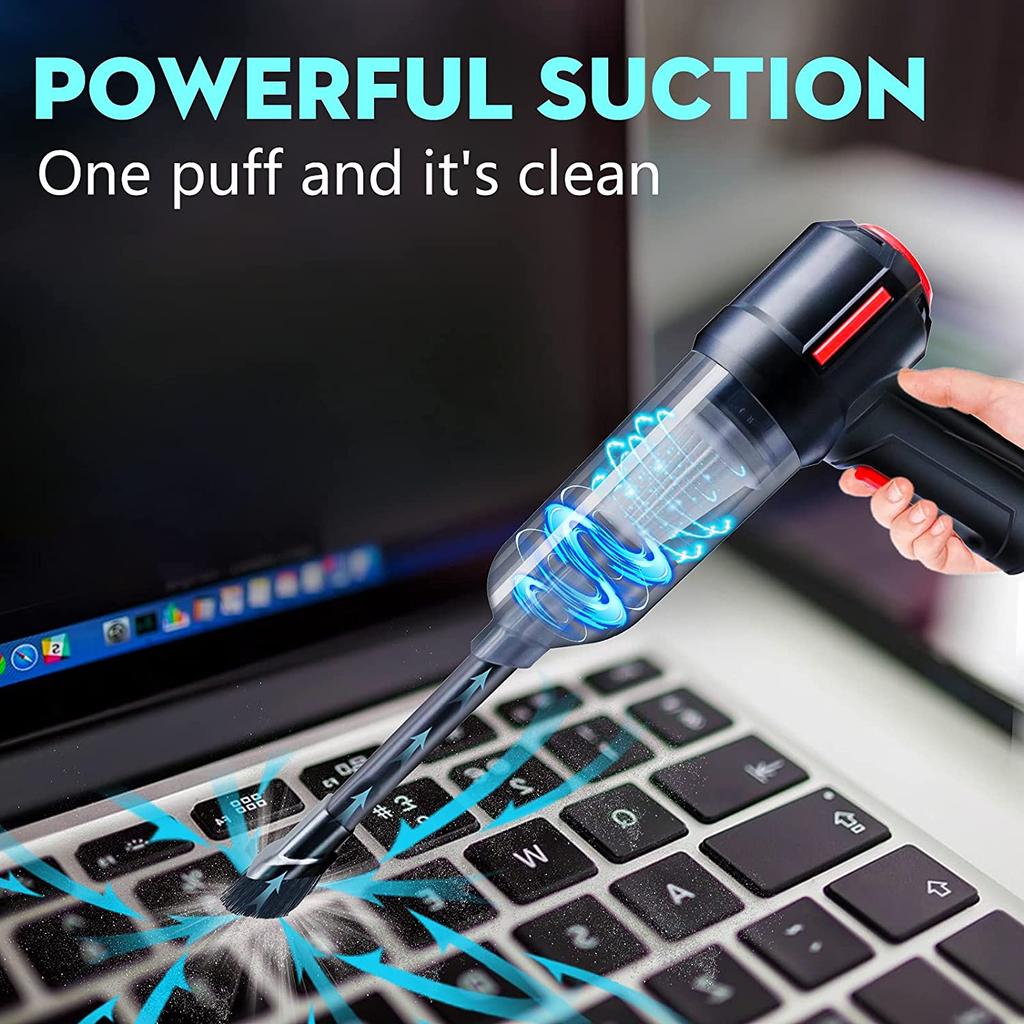 Air Duster Mini Vacuum & Compressed Air & Blower 3-in-1 Keyboard Cleaner 35000 RPM Electric Canned Air Can for Computer Desk Electronics KTY