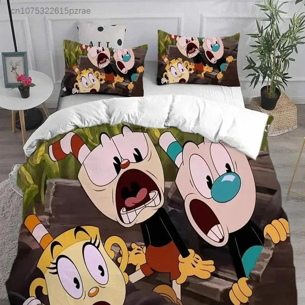 3D Новое постельное белье Мультяшный Cuphead Комплект постельного белья с наволочкой Пододеяльник Мягкий Размер Queen King Постельное белье Дом
