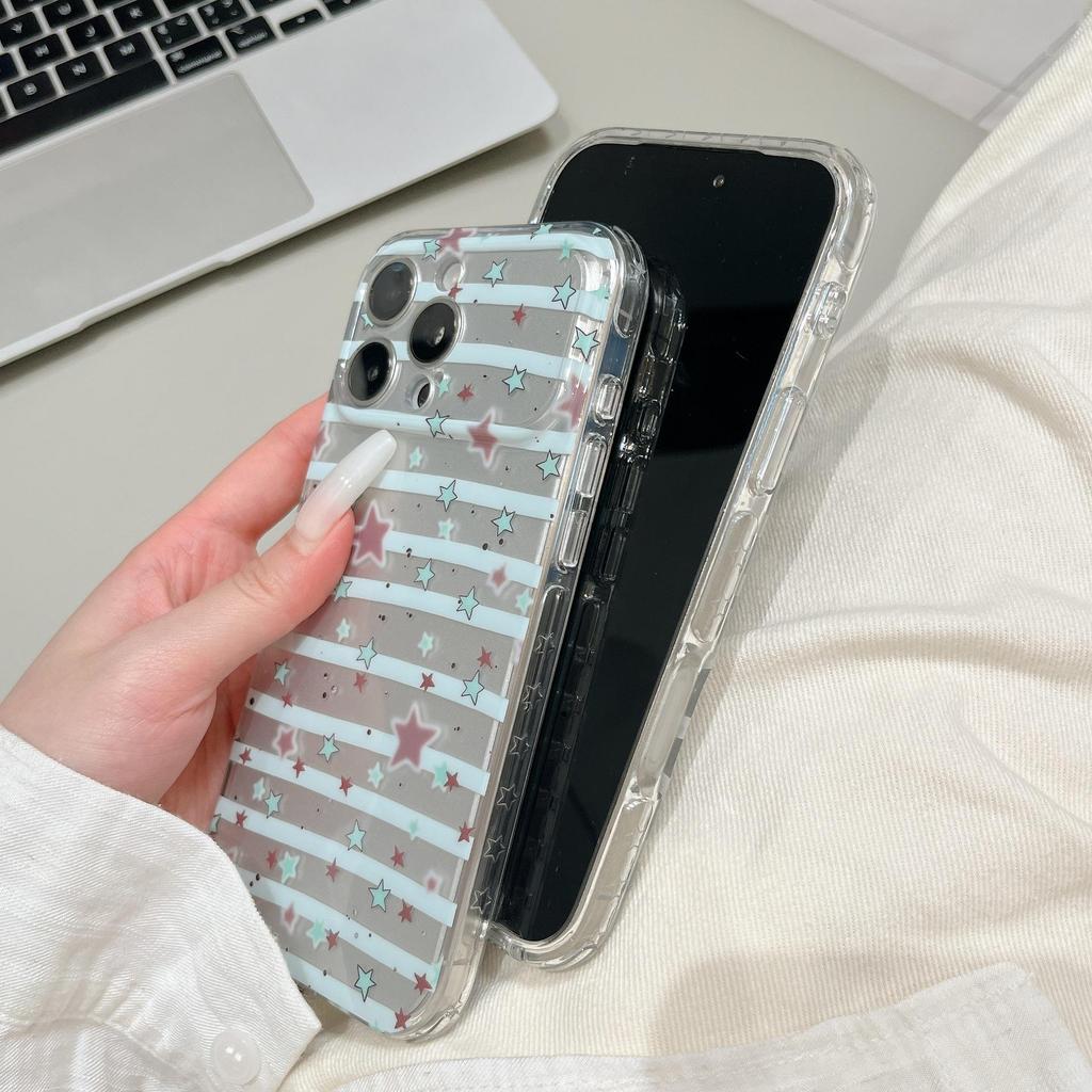 Двухслойный ударопрочный чехол для iPhone 15 со звездами и полосами, подходит для моделей 14/16/17 ProMax для женщин