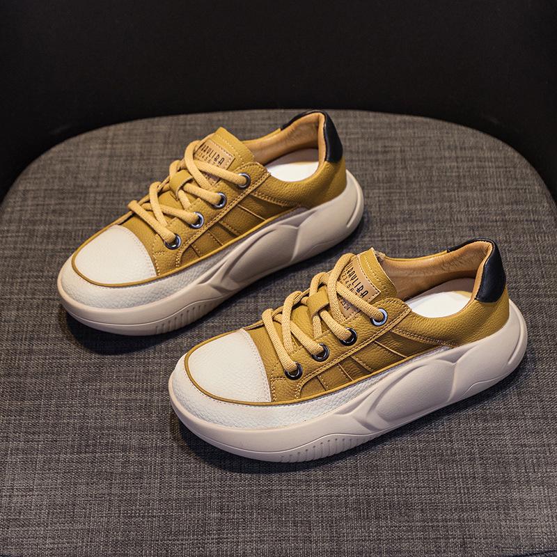 Летние новые ретро-кеды из кожи с мягкой подошвой 2025 года с увеличением высоты на 4 см