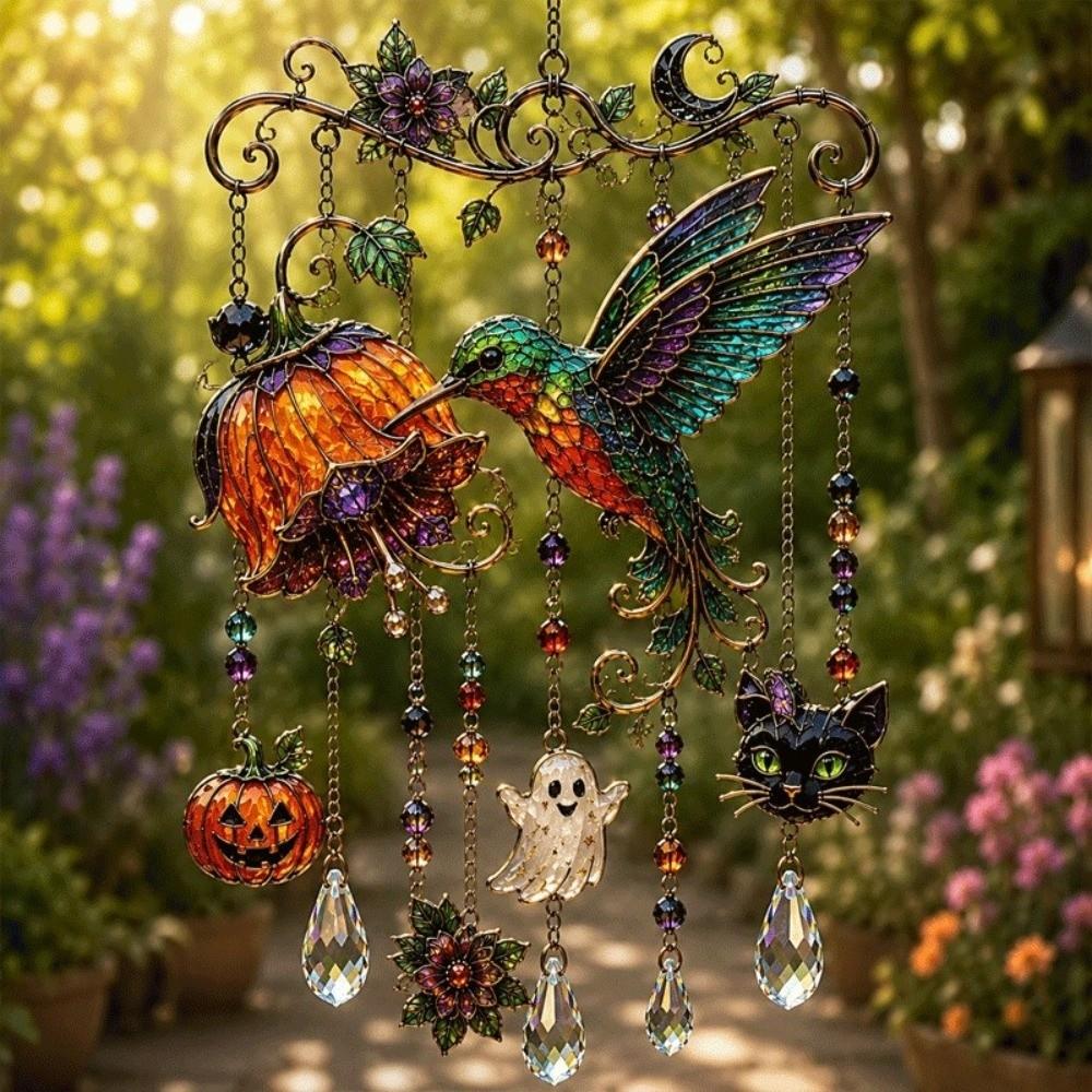 Dangling Strands Crystal Wind Chime Halloween Themed Wind Chime Suncatcher Wind Chime Door Display