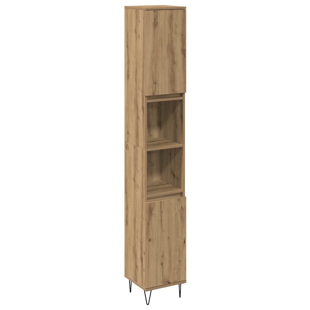 Bathroom Furniture Set with Shelf 3 pcs Artisan Oak Wood Based Material