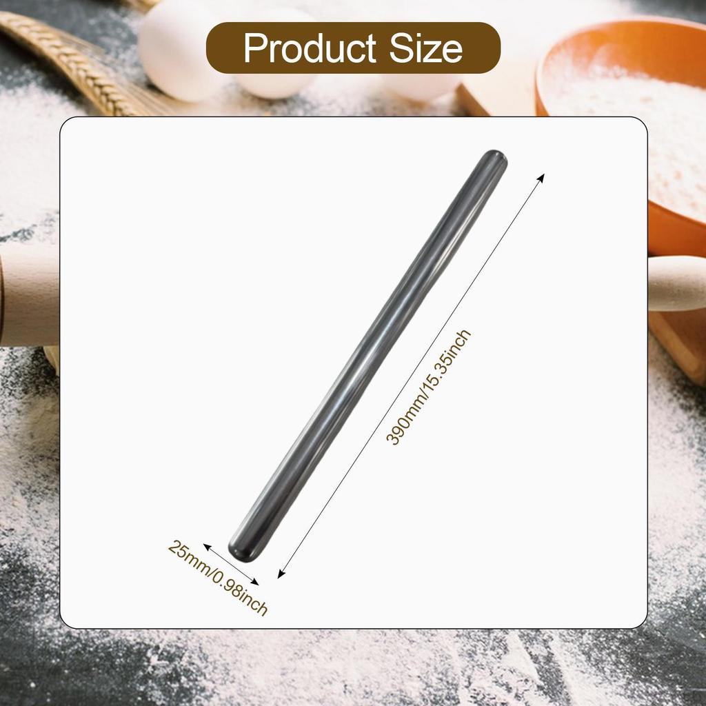 Stainless Steel Rolling Pin Kitchen Utensil for Baking Bread Cookie Pie
