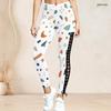 Women Plus Size High Waist Abstract Printed Side Eyelet Lace Up Full Length Leggings