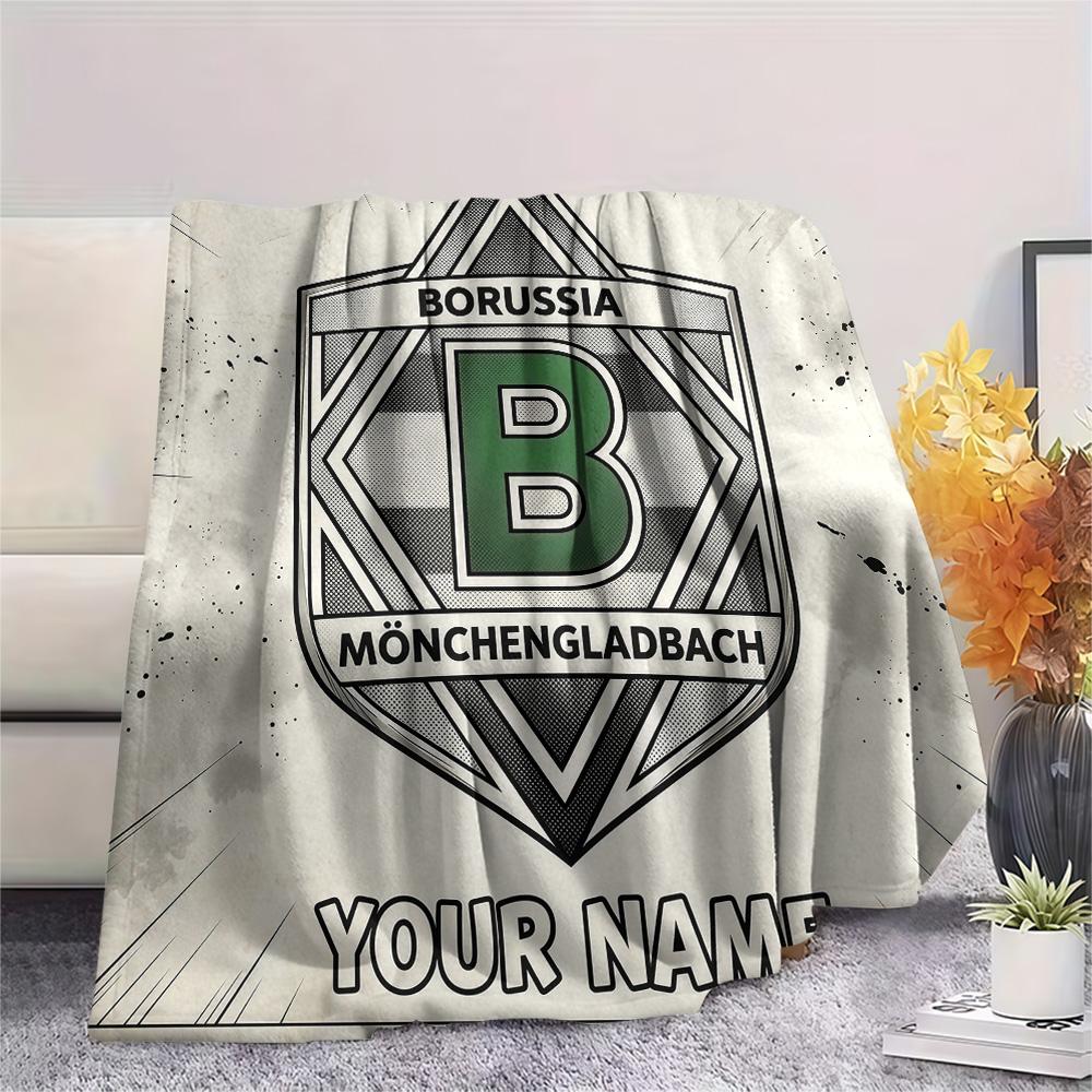Custom Name Borussia Monchengladbach Flannel Blanket, High quality Comfortable for All Seasons, Home Decor, Warmth and Comfort